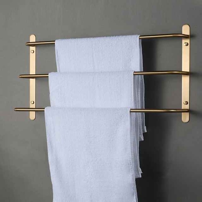 Wall Mounted Towel RackStainless Steel 3-TierTowel Bar Storage Shelf for Bathroom 45/60cm Towel Holder Towel Rail Towel Hanger