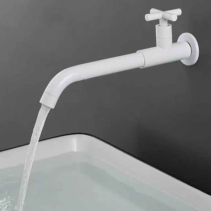 Wall Mounted Bathroom Sink Faucet Cold Only, 360 Swivel Brass Basin Taps, Single Handle One Hole Vessel Tap Washroom