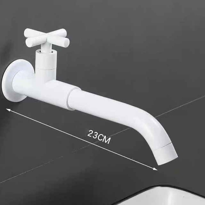 Wall Mounted Bathroom Sink Faucet Cold Only, 360 Swivel Brass Basin Taps, Single Handle One Hole Vessel Tap Washroom