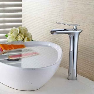 Waterfall Bathroom Sink Mixer Faucet Tall, Mono Wash Basin Single Handle Basin Taps Washroom with Hot and Cold Hose Monobloc Vessel Water Brass Tap Deck Mounted