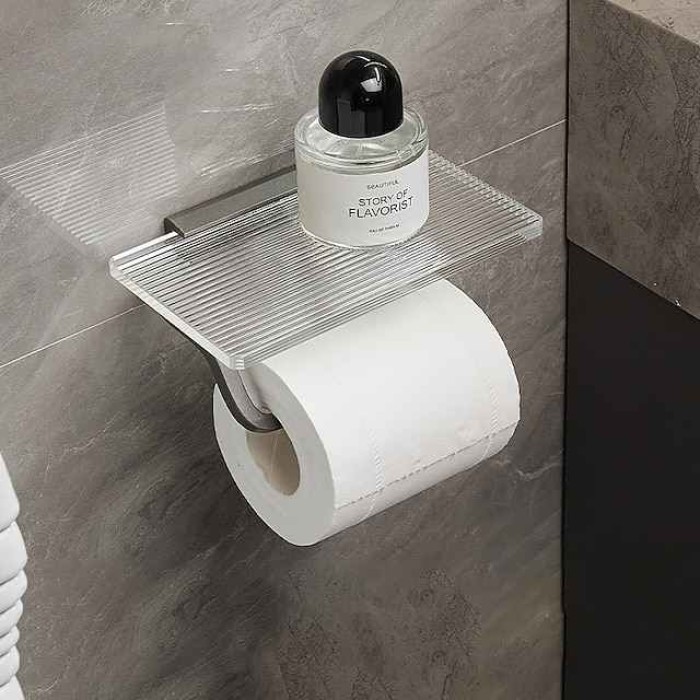 Acrylic Tissue Holder Toilet Tissue Box Toilet Perforated Toilet Paper Box Bathroom Roll Toilet Paper Storage Rack