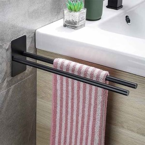 Towel Holder No Drilling Black Matt Stainless Steel Self-Adhesive Towel Holder Square 40 cm Towel Holder Wall Bathroom Hand Towel Holder for Bathroom