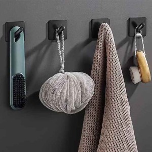 4pcs Self Adhesive Hooks Shower Hooks Heavy Duty Hooks Adhesive Hooks For Hanging Hats Towels Coat Robes For Bathroom Bedroom RV & Kitchen