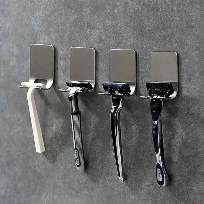 1pc/2pcs Punching Free Shaver Rack Waterproof Multi-function Rack Ordinary Wall Mounted Shaver Storage Rack