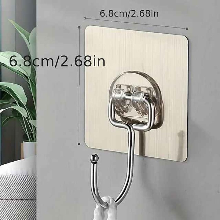 5pcs Wall Hooks Wall Mounted Hanger Large Adhesive Hooks Large Size Free Punching Hook For Bathroom Kitchen Room Bathroom Accessories