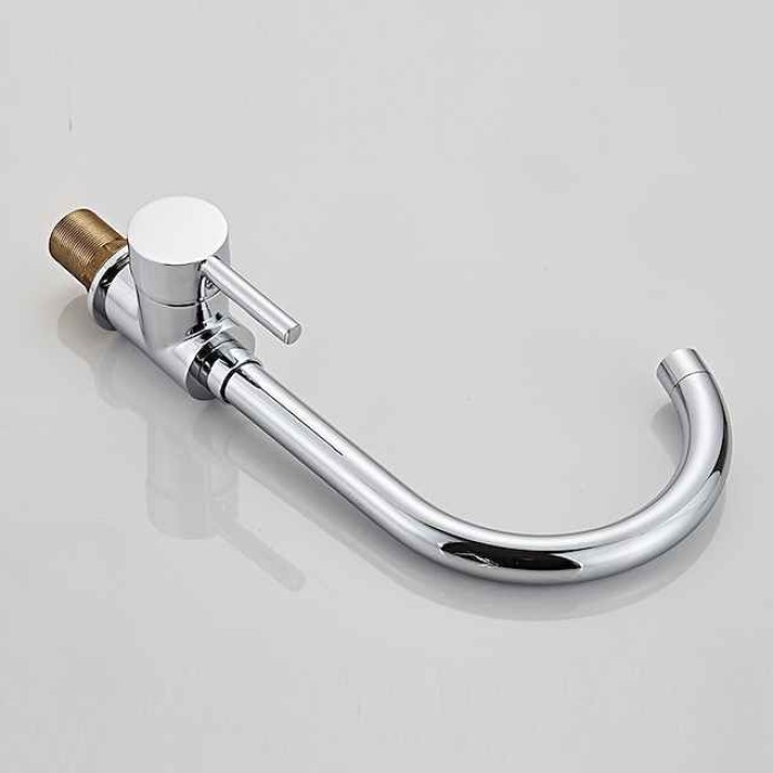 Kitchen Sink Mixer Faucet 360 Swivel, Single Handle Kitchen Taps Deck Mounted, One Hole Brass Kitchen Sink Faucet Water Vessel Taps with Hot Cold Hose Chrome Black Rose Golden