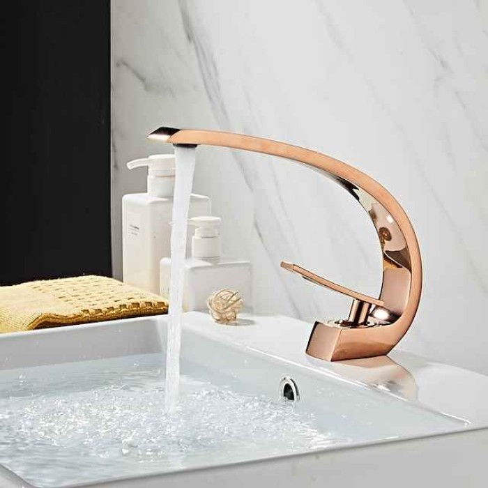 Bathroom Sink Mixer Faucet, Monobloc Washroom Brass Basin Taps Single Handle One Hole Deck Mounted, with Hot and Cold Hose, Chrome Oil-rubbed Bronze Brushed Golden Black Taps