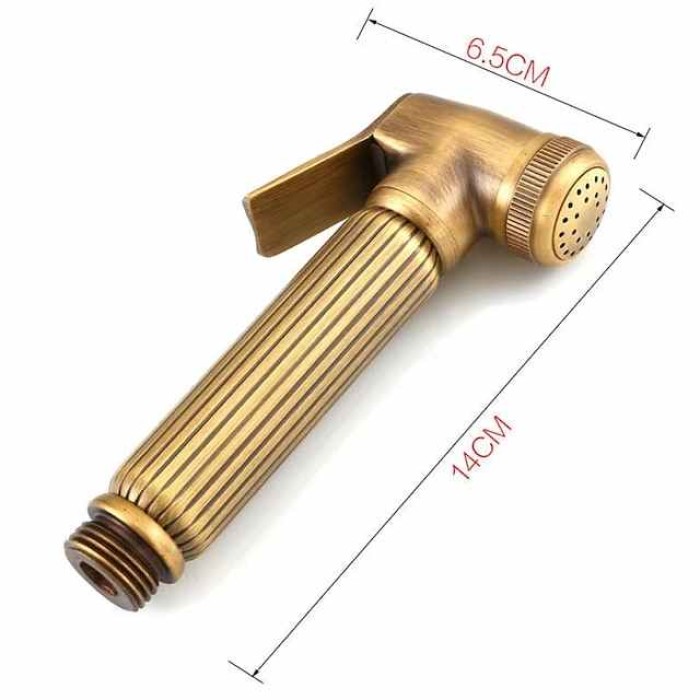 Bathroom Handheld Shower Bidet Shattaf Sprayer Set Wall Mount, Brass Gold Toilet Hand Held Bidet Shower Spray Wall Bracket Hose Diaper Cleaning