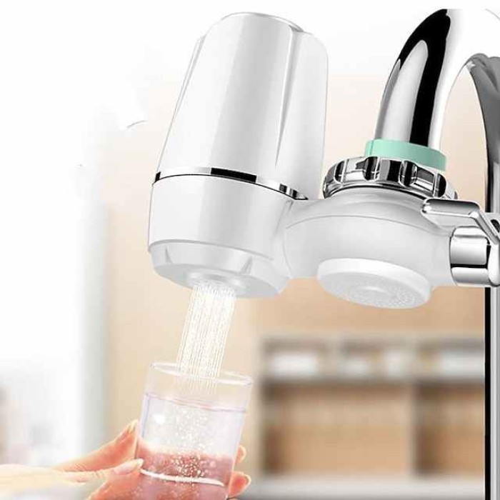 Faucet Water Filter System Replacement, 4 Stage Water Filtration System, Tap Water Filter ABS Sprayer Head Nozzle, Reduces Chlorine, Heavy Metals and Bad Taste