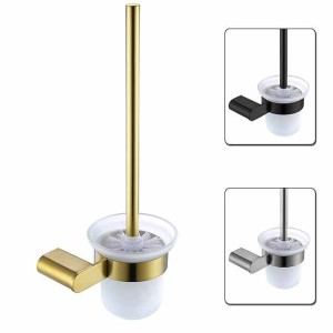 Bathroom Toilet Brush with Holder SUS304 Stainless Steel Storage Organiser Stylish  Brush Holder Rustproof Wall Mount Matte Black