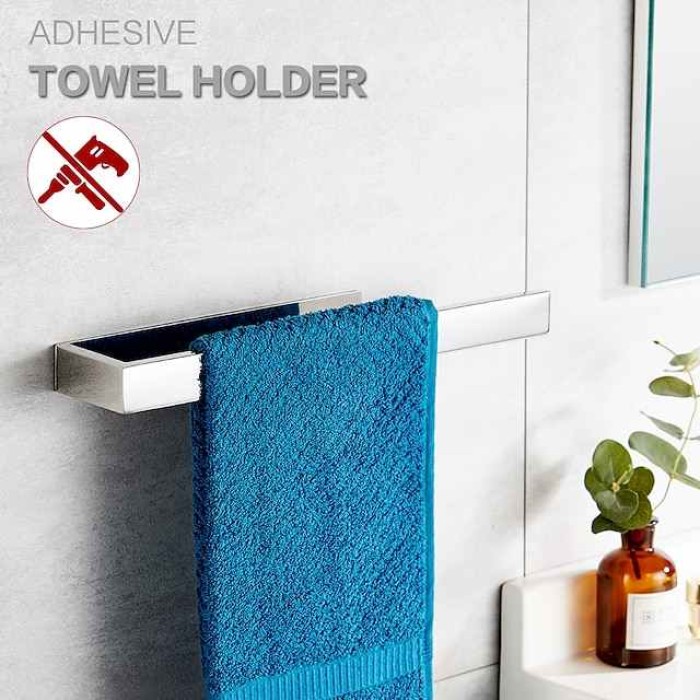 Adhesive Towel Holder, Towel Rail Stainless Steel Wall mounted, Bathroom Towel Rack 35cm, Towel Bar for Bath