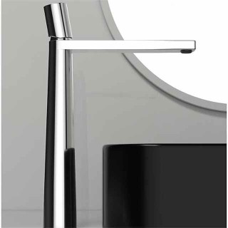 Bathroom Sink Mixer Faucet Tall, Monobloc Washroom Basin Taps Single Handle One Hole Deck Mounted, with Hot and Cold Hose, Brass Vessel Taps