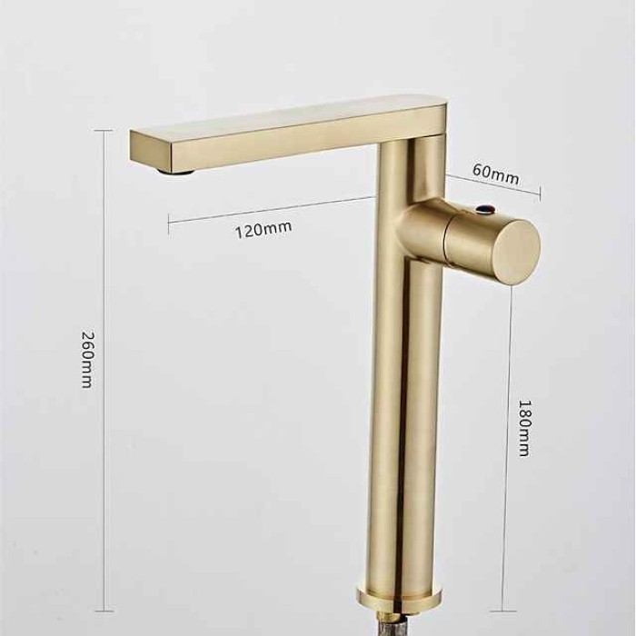 Bathroom Sink Mixer Faucet Tall Short, Monobloc Washroom Basin Taps Single Handle One Hole Deck Mounted with Hot and Cold Hose, Golden Black Taps