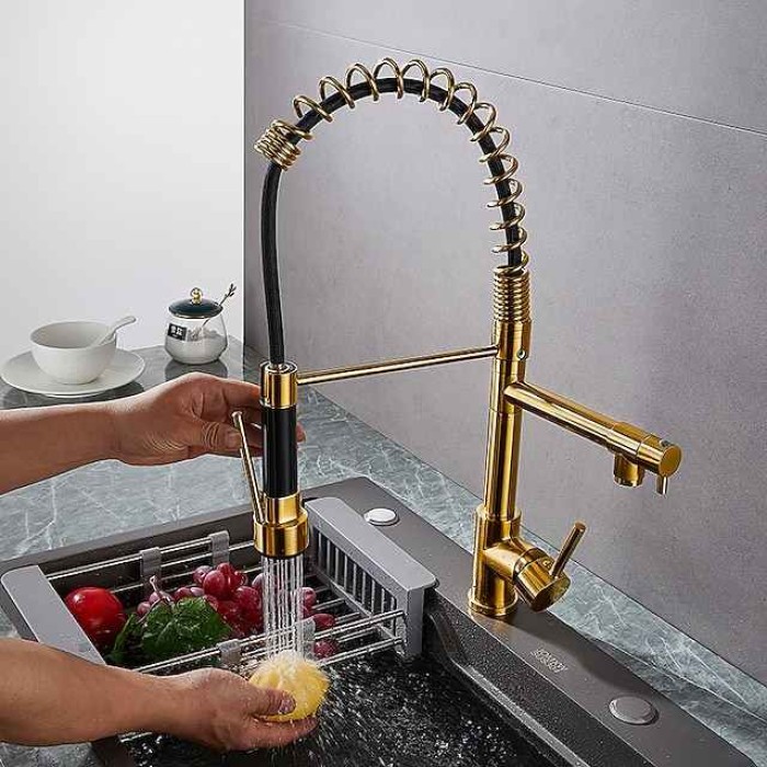 Kitchen faucet - Single Handle One Hole Electroplated Pull-out / Pull-down Deck Mounted Modern Contemporary Kitchen Taps