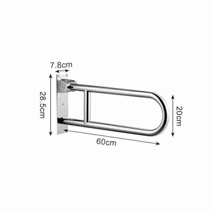 23.6 Inch Handicap Grab Bars Rails Stainless Steel, Toilet Handrails Bathroom Safety Bar Hand Support, Flip Up Rail Handicapped Handrail Accessories for Seniors Elderly Disabled Pregnant Bath Grips