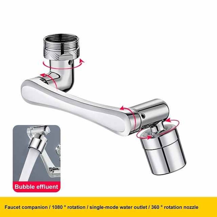 Alloy Faucet Extender Head Replacement Mechanical Arm 1080° 2 Mode Sprayer Nozzle Attachment, Water Aerator Bubbler for Bathroom Kitchen, Universal Tap Extend Spray Filter Spout Adapter Accessories