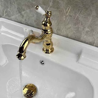 Bathroom Faucet Sink Mixer Basin Taps Deck Mounted, Washroom Vessel Water Brass Tap Single Handle One Hole Golden Chrome