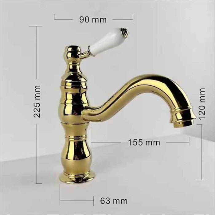 Bathroom Faucet Sink Mixer Basin Taps Deck Mounted, Washroom Vessel Water Brass Tap Single Handle One Hole Golden Chrome