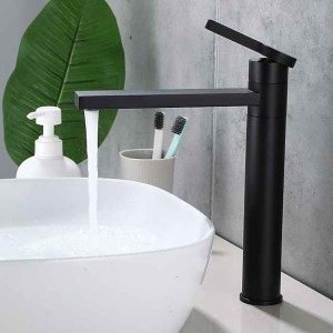 Bathroom Vessel Faucet Tall 11 inch, Sink Mixer Basin Taps Deck Mounted, Monobloc Round Single Handle Cermaic Valve Brass Taps Black Gold Chrome