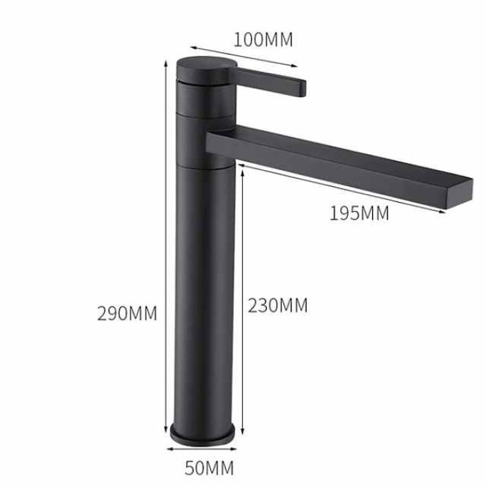 Bathroom Vessel Faucet Tall 11 inch, Sink Mixer Basin Taps Deck Mounted, Monobloc Round Single Handle Cermaic Valve Brass Taps Black Gold Chrome