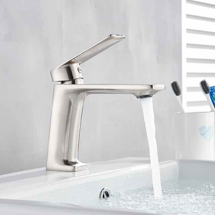 Monobloc Basin Taps Sink Mixer Bathroom Faucet, Single Handle Electroplated Washroom Tap, Black Golden Chrome Grey