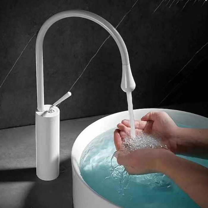 Bathroom Sink Faucet - Rotatable / Classic / Centerset Electroplated / Painted Finishes Deck Mounted Single Handle One HoleBath Taps