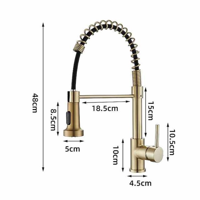 Kitchen Faucet Pull Donw High Arc Spout, 360 Swivel Single Handle Sink Mixer Taps, Kitchen Vessel Tap with Hot and Cold Water Hose