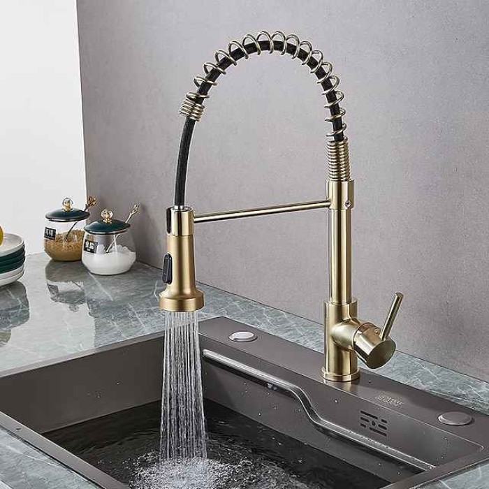 Kitchen Faucet Pull Donw High Arc Spout, 360 Swivel Single Handle Sink Mixer Taps, Kitchen Vessel Tap with Hot and Cold Water Hose