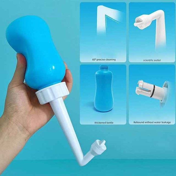 Portable Bidet Sprayer EVA Bottle 300/400/600 ml Detachable Nozzle Head with Case, Travel Handheld Large Bottle for Toilet  Bathroom Shattaf Hand Spray