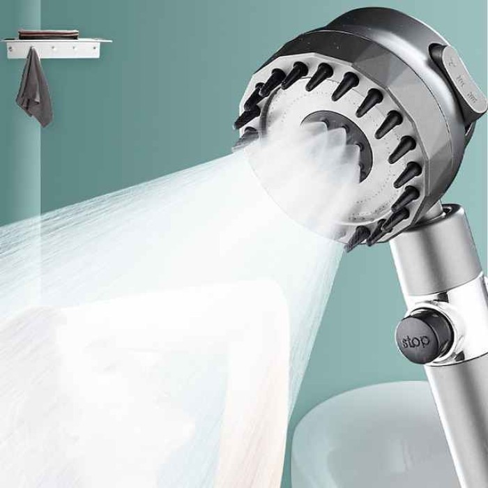 High Pressure 3-Mode Message Shower Head With Stop Button Handheld Water Saving Spray Nozzle Bathroom Accessories