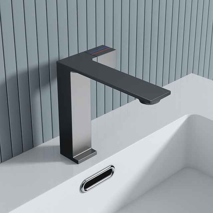 Bathroom Faucet Sink Mixer Basin Taps, Single Knob Monobloc Washroom Vessel Tap with Cold and Hot Hose