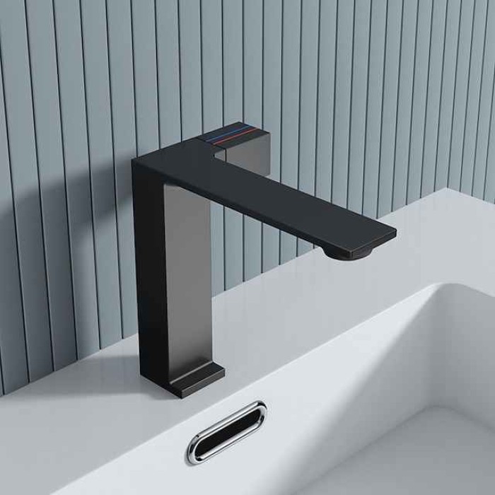 Bathroom Faucet Sink Mixer Basin Taps, Single Knob Monobloc Washroom Vessel Tap with Cold and Hot Hose