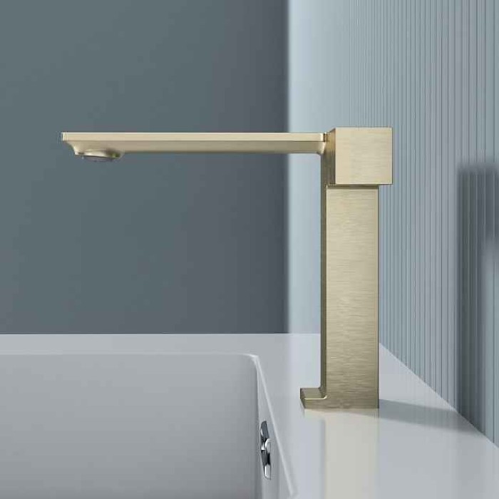 Bathroom Faucet Sink Mixer Basin Taps, Single Knob Monobloc Washroom Vessel Tap with Cold and Hot Hose