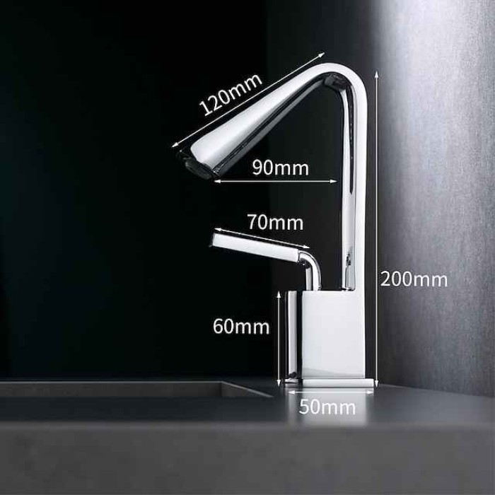 Bathroom Faucet Tall Spout Sink Mixer Basin Taps, Monobloc Single Handle Brass Washroom Vessel Tap with Cold and Hot Hose