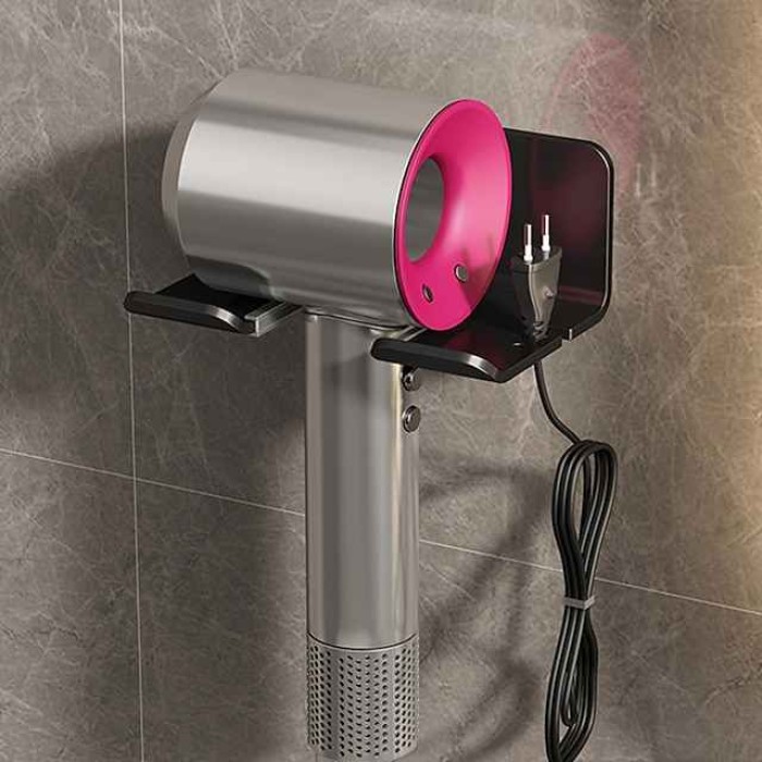 Hair Dryer Rack Punch Free Toilet Hair Dryer Hanger Air Blower Bracket Bathroom Storage Rack