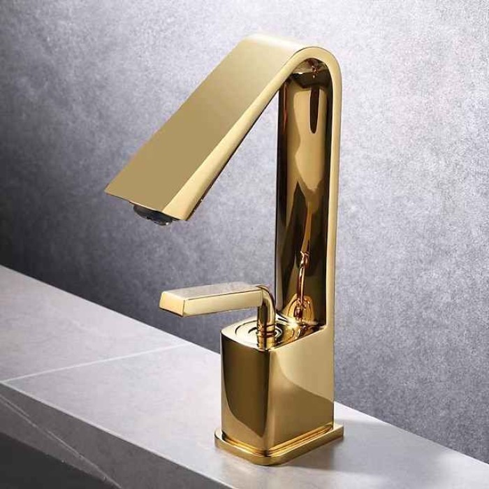 Bathroom Faucet Sink Mixer Basin Taps with Pop Up Drain, Monobloc Single Handle Washroom Vessel Tap with Cold and Hot Hose