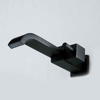 Wall Mounted Bathroom Facuet Cold Water Only, Monobloc Basin Taps Single Hole Brass Washroom Tap Black Chrome