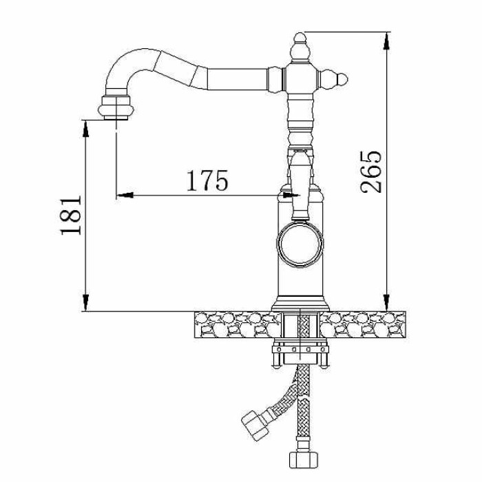 Bathroom Faucet Gold Sink Mixer Basin Taps, 360 Swivel Single Handle Vessel Tap with Cold and Hot Hose