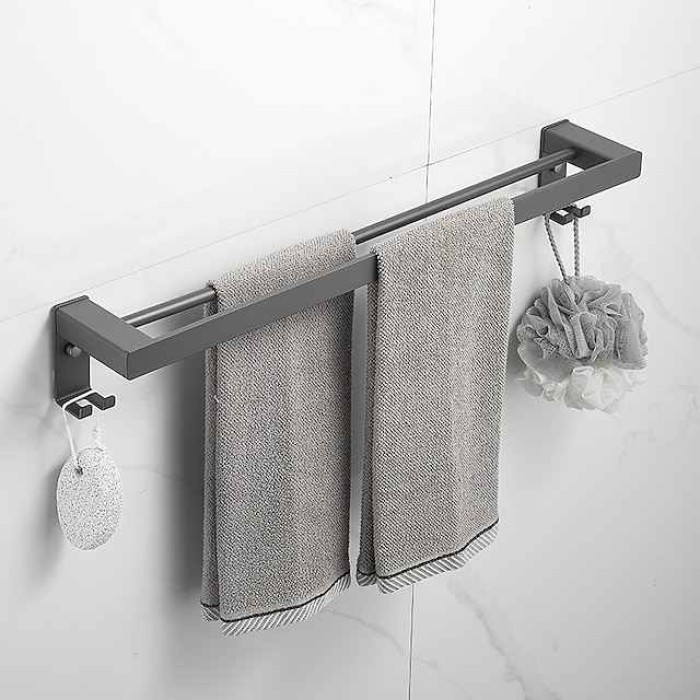 Towel Rack Towel Bar Multifunction Contemporary Modern Aluminum Bathroom 2-tower bar Wall Mounted