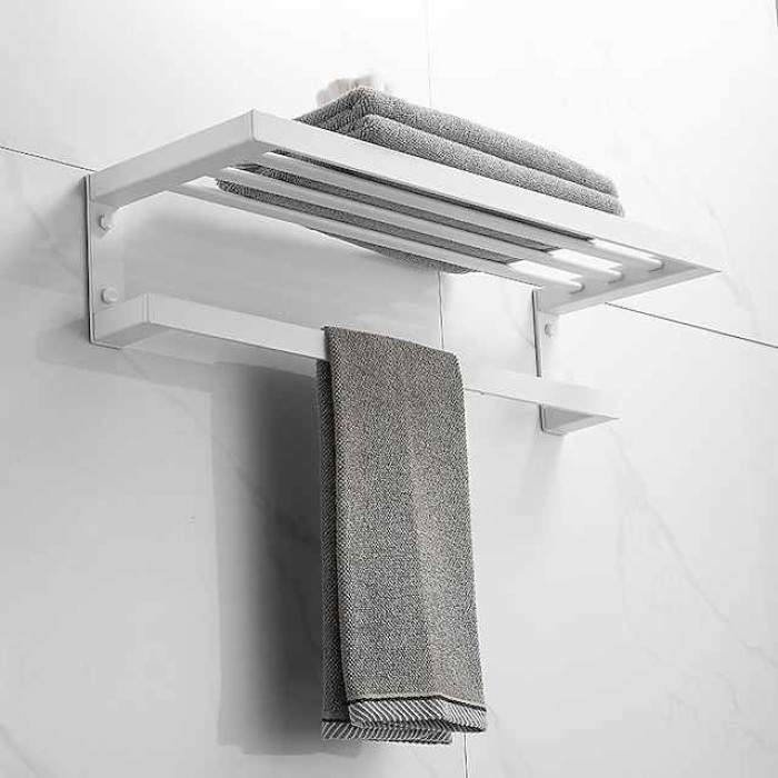 Towel Rack Towel Bar Bathroom Shelf Multilayer  Multifunction Contemporary Modern Aluminum 1PC - Bathroom Double Wall Mounted