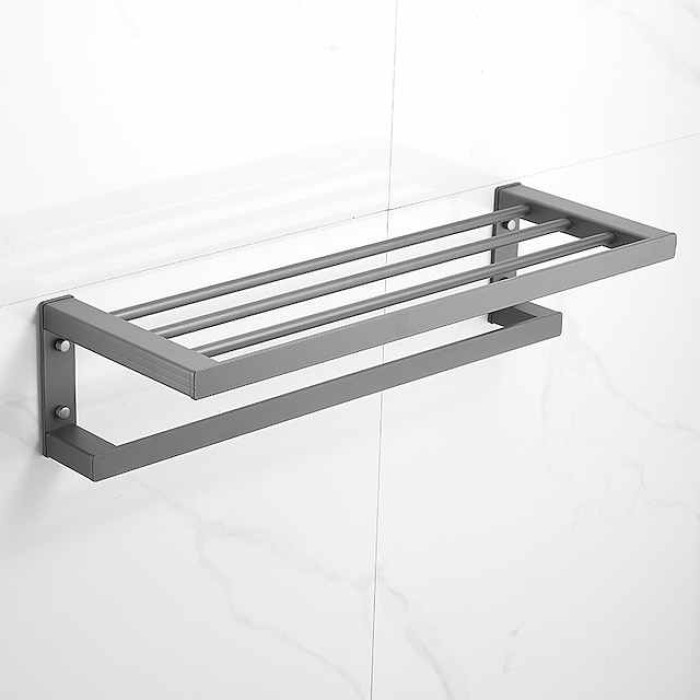 Towel Rack Towel Bar Bathroom Shelf Multilayer  Multifunction Contemporary Modern Aluminum 1PC - Bathroom Double Wall Mounted