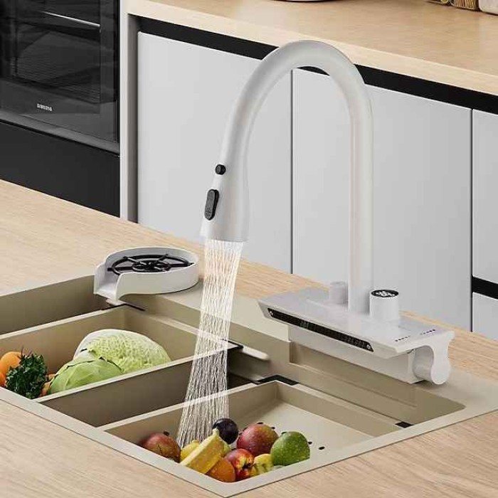 Waterfall Kitchen Faucet Pull Out Sink Mixer Vessel Taps, withCold and Hot Hose