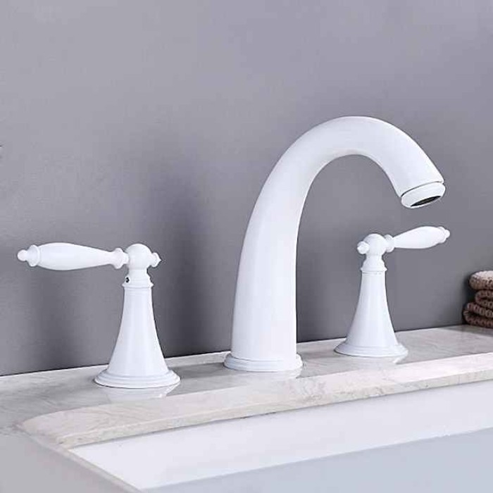 Widespread Bathroom Faucet Sink Mixer Basin Taps, Twin Handle Vessel Tap with Cold and Hot Hose