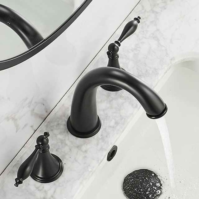 Widespread Bathroom Faucet Sink Mixer Basin Taps, Twin Handle Vessel Tap with Cold and Hot Hose