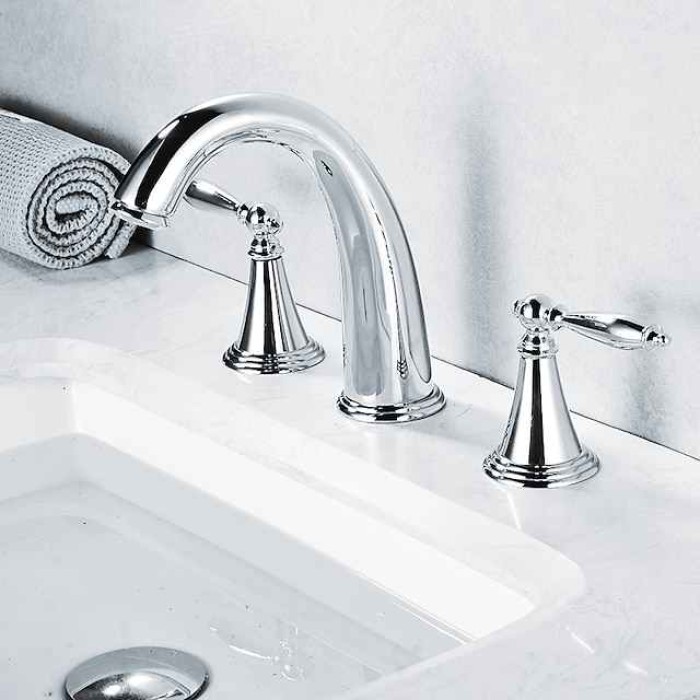 Widespread Bathroom Faucet Sink Mixer Basin Taps, Twin Handle Vessel Tap with Cold and Hot Hose