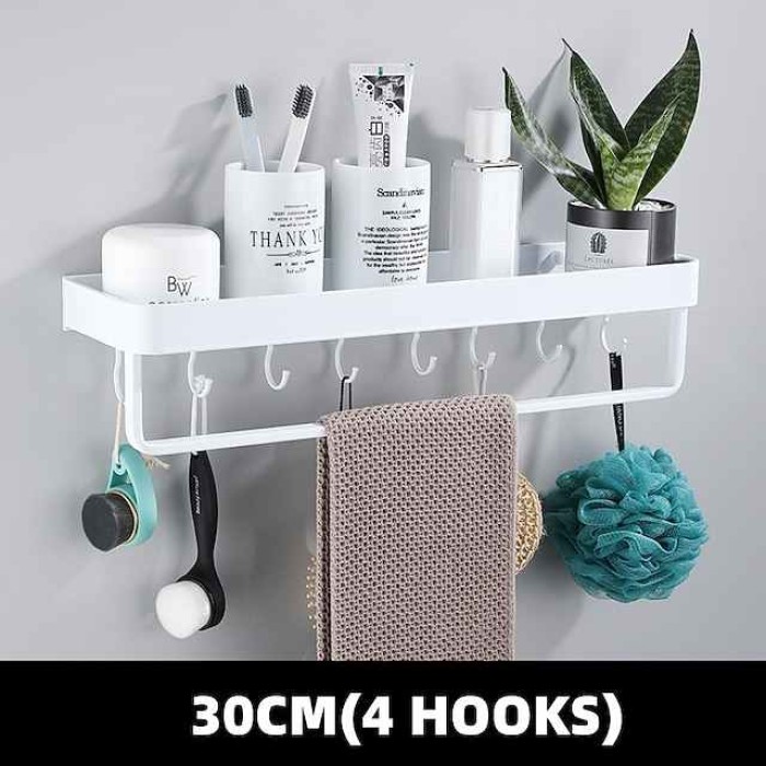 Space Aluminum Free-punch Seasoning Wall Storage Shelf Kitchen Supplies Flavoring Spatula Wall Storage Rack Bathroom Wall Holder