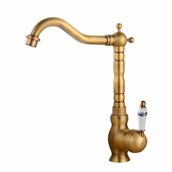 Traditional Kitchen Sink Mixer Faucet with Cold and Hot Hose, Vessel Taps Single Handle