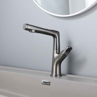 Bathroom Faucet Pull Out Basin Taps, Single Handle Vessel Taps with Cold and Hot Hose