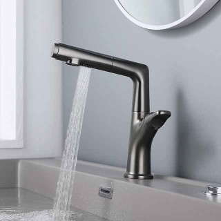 Bathroom Faucet Pull Out Basin Taps, Single Handle Vessel Taps with Cold and Hot Hose