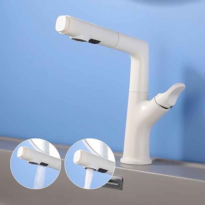 Bathroom Faucet Pull Out Basin Taps, Single Handle Vessel Taps with Cold and Hot Hose